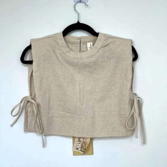 NWT - Commense Utility Linen Crop Top in Khaki - Size XS - Picture 5 of 5
